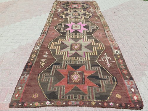 Antique Turkish Kars Wool Rug, Kilim Rug 72"X159" Area Rugs, Floor Rug, Carpet