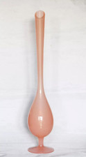 Grand vase opaline rose vintage 47cm Empoli Murano Italie 60s pink MCM