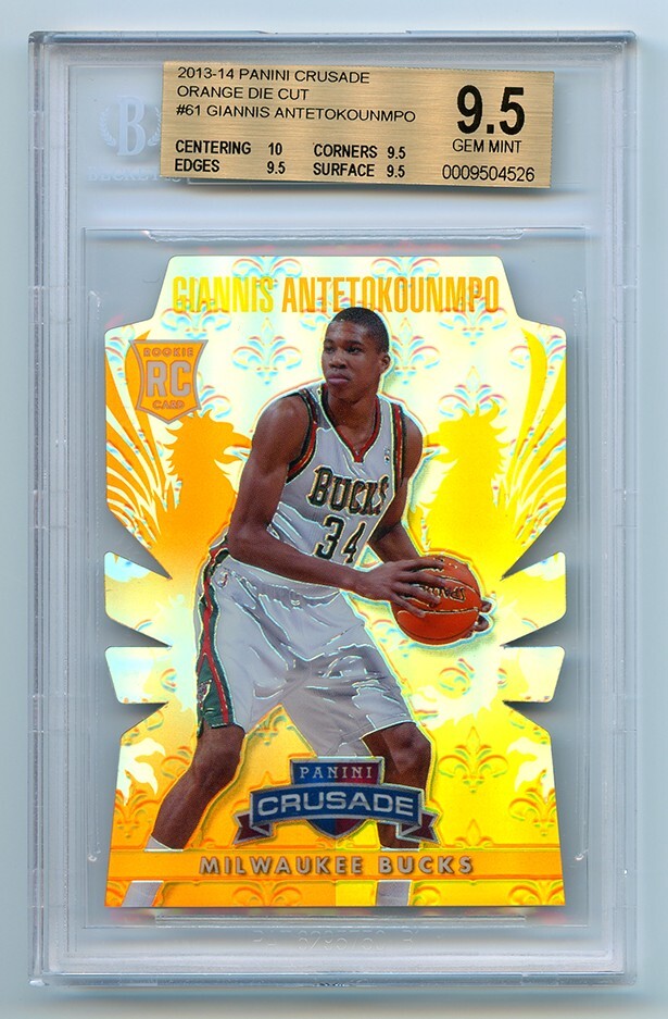 2013-14 CRUSADE PRIZM ORANGE GIANNIS ANTETOKOUNMPO RC /99 BGS 9.5 10-9.5-9.5-9.5