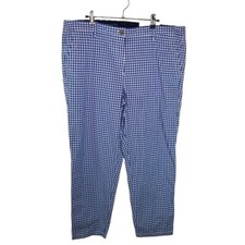 Talbots blue white gingham checkered girlfriend chino pants new women