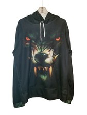 Hooded Sweatshirt Hoodie Printed Angry Wolf 3D Hoodie Unisex XXL