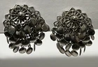 Vintage Clip on Earrings Silver tone Costume Jewelry 1 1/2” Dangle