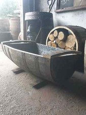 Cheapest Oak Whiskey Half Barrel Planter Flower Pot Lenght Cut Vertical FREE P&P