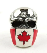 Stainless Steel Skull Ring With Canadian Flag Mask - Free Gift Packaging