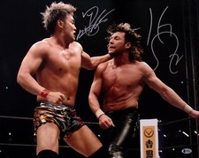Kazuchika Okada Kenny Omega Signed 16x20 Photo BAS COA New Japan Pro Wrestling 3