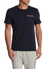 Lacoste Sleepwear Men's Navy Blue Knit Lounge Crew-Neck S/S Pocket T-Shirt