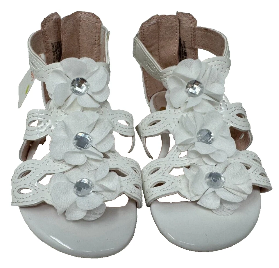 Sandalias de Gladiador Extravagantes Jumping Beans para Niñas Pequeñas Blancas Talla:10 92U Foto 2 de 4