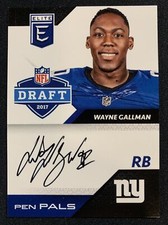 Wayne Gallman 2017 Panini Elite Draft PEN PALS On-Card Rookie Autograph RC #PPWG