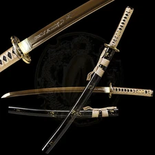 30'' Japanese Sword Wakizashi 1095 Carbon Steel Gold Blade Samurai Full Tang