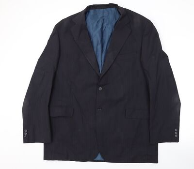Marks and Spencer Herren Sakko Anzugjacke schwarz gestreift Polyester Größe 44 Regula