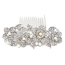 NEW elegant flowers wedding bridal hair comb Ivory Color pearl and crystal