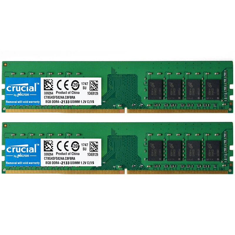 Crucial DDR4 16GB 2X8GB 2133Mhz PC4-17000 288pins Desktop Memory Dimm Ram - Image 4 of 4