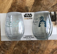 Star Wars The Mandalorian The Child Baby Yoda Grogu 2 Ct Curved Table Glass Icup