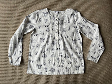 Brooks Brothers Fleece girls white blouse print sail sz 10yrs cotton