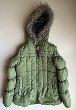 London Fog Girls Hooded Green Insulated Puffer Winter Jacket Size S 7-8 Used