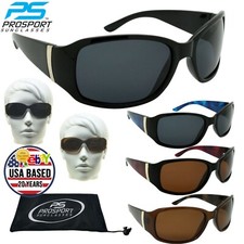 Women Polarized Wrap Sunglasses Oversize Dark Grey Lenses Fishing Golf No Glare