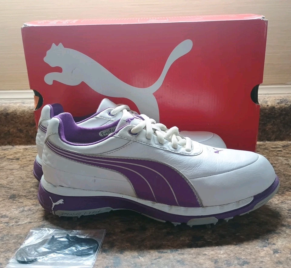 Zapatos de golf Puma Faas Trac para mujer (talla 6) púrpura y blanco Foto 2 de 4