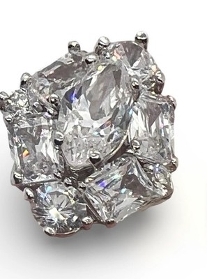 Farrah Fawcett Sterling Silver Cocktail Ring Cubic Zirconia Original Velvet Box