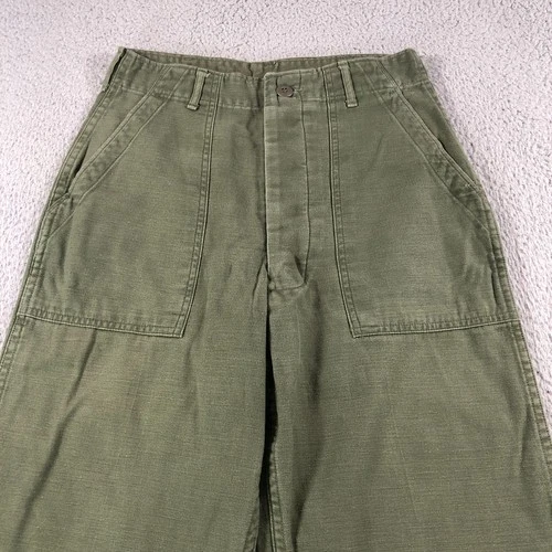 VTG Military Pants Men 28x29 Green OG 107 Baker Sateen Type 1 Vietnam 70s Button