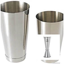 3pc BAR WEIGHTED COCKTAIL SHAKER Stainless Steel BARFLY Mixing  & Jigger Set NEW