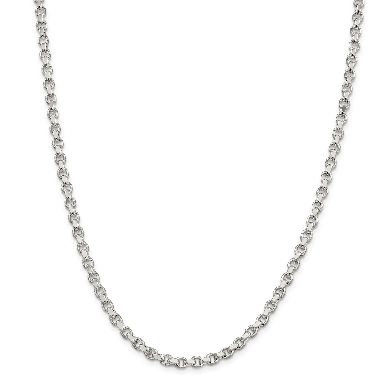 Sterling Silver Solid 4mm Polished Rolo Link Chain w/ Lobster Clasp 16" - 30"