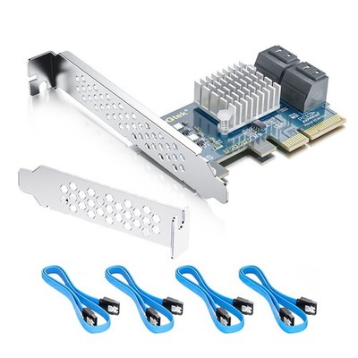 H!Fiber 4 Port PCIe SATA Card with 4 SATA Cables, 6Gbps SATA3.0 Expansion Car...