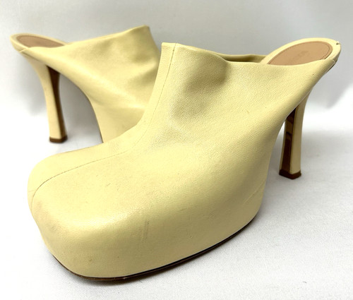 Bottega Veneta Square Toe Platform Mules 8.5 / 38.5 Beige