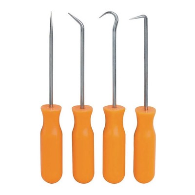 Pittsburgh 4 Piece Mini Pick & Hook Set - Straight, 90º, 120º Hook, Round Angle
