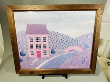 American Folk Art by Martin Wiscombe Crackle Print Primitive House Framed  22x18
