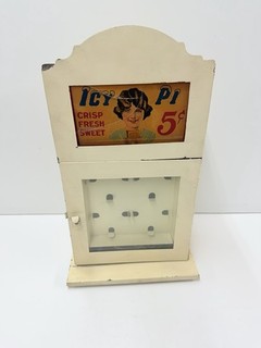 VTG ICY PI Metal & Glass Deco Ad Electric Light Up Ice Cream Sandwich Display