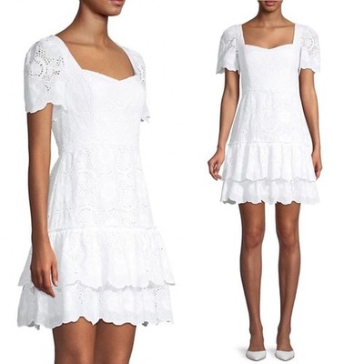 $278 Lilly Pulitzer Bonni Eyelet Dress White 4 Short Sleeve NEW