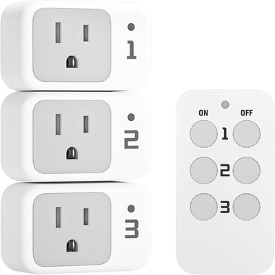 Remote Control Outlet, TESSAN Electrical Light Switch, Plug in Wall Plug with On