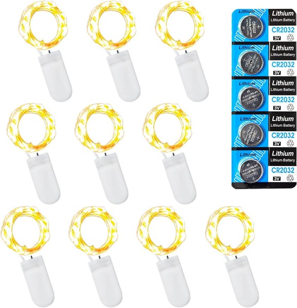 LED Lichterkette 10Er Set 1M 10 GroßE Leds Warmweiß Batterie Beleuchtung-image