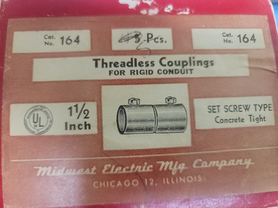 *5PK* Midwest Electric 1-1/2'' Rigid Conduit Set Screw Couplings, Concrete Tight