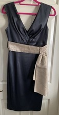 Next Satin Formal Occasion Dress Size 10 Sleeveless Knee Length Gunmetal Grey