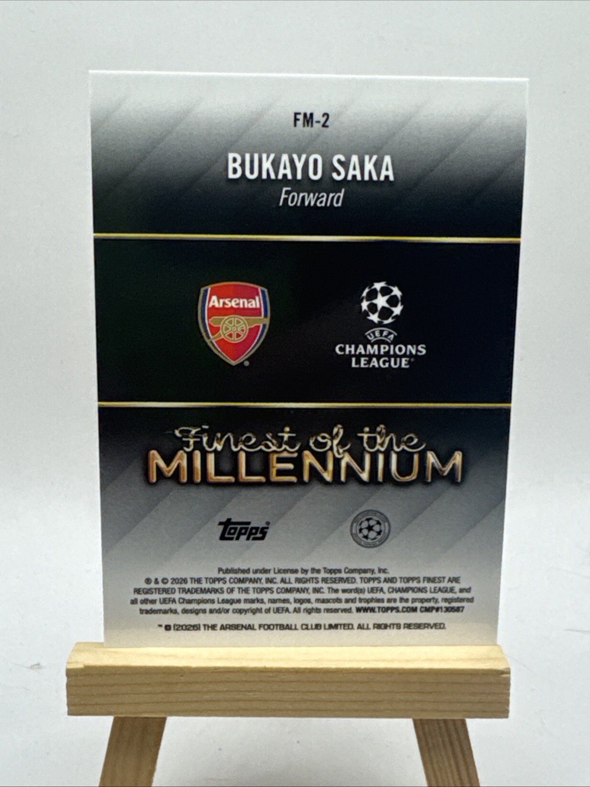 2025-26 Topps Finest UEFA Club Finest Of The Millennium FM-2 Bukayo Saka Arsenal view 2