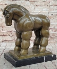 Escultura de bronce vintage arte americano caballo gordito firmado Botero GRANDE fina OFERTA