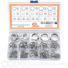 300 Pcs Retaining Ring Kit - Internal & External Snap Rings, 18 Sizes | Stainles