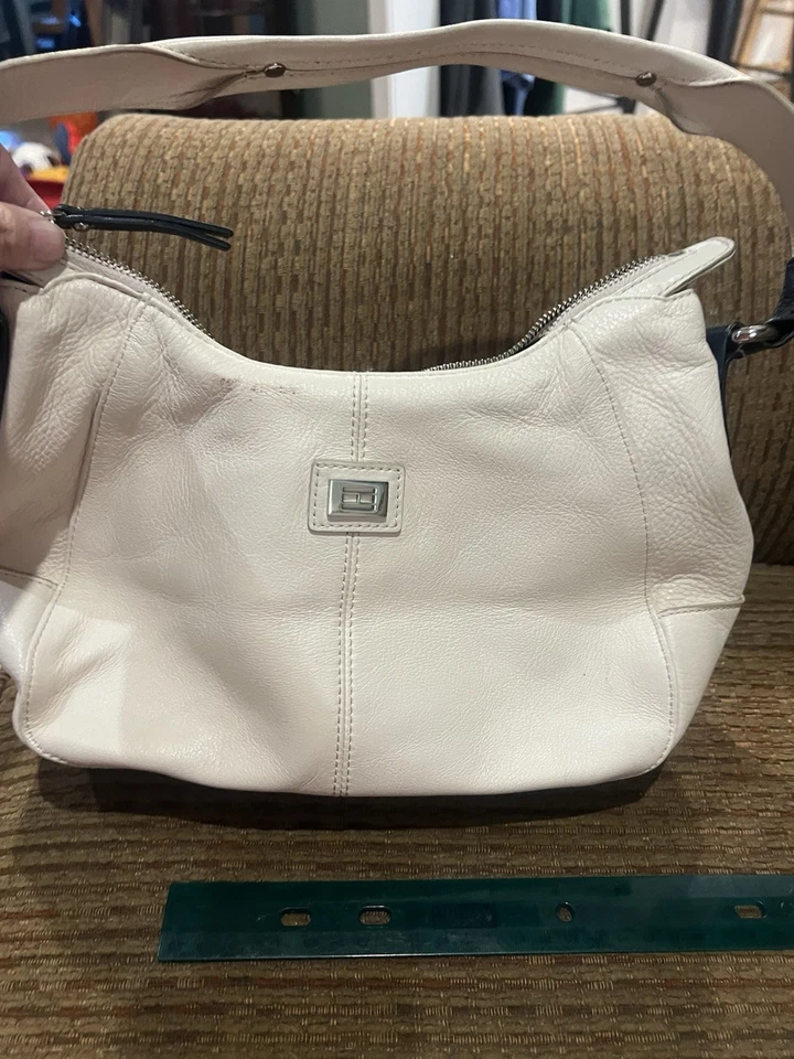 Bolso de hombro vintage Hilfiger (antiguo Tommy Hilfiger) de cuero azul marino blanco usado en excelente estado Foto 2 de 4