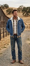 Vintage Levi s Sherpa Lined Denim Trucker Jacket Size 42 Blue Button Up Western