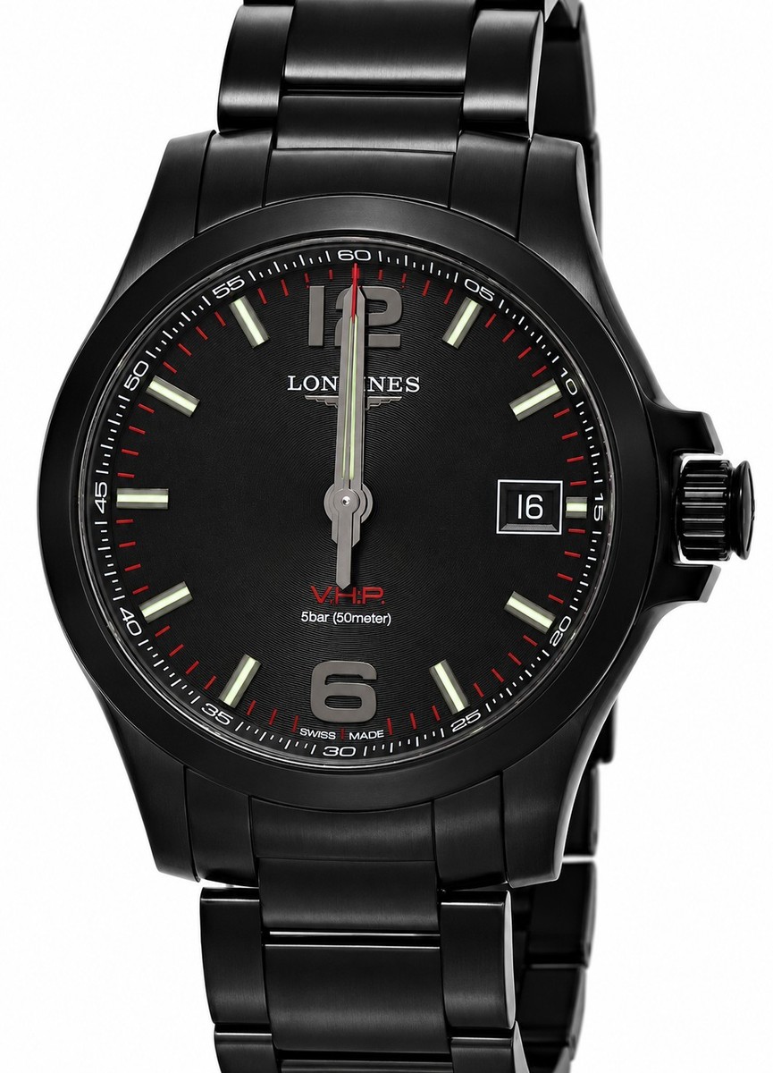 LONGINES CONQUEST VHP メンズ腕時計 Longines Conquest V.H.P. Perpetual 41mm Black Dial PVD Men's Watch