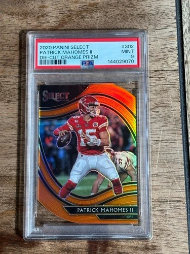2020 PANINI SELECT PATRICK MAHOMES II # 302 - ORANGE PRIZM DIE-CUT - PSA 9 MINT