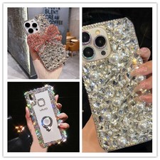 Cute Bowknot Women 3D Diamond Glitter Bling Rhinestone Back Phone Case Cover