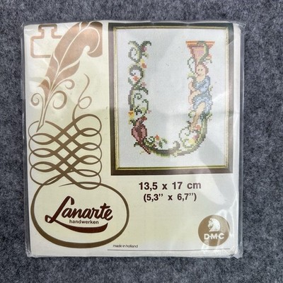 Lanarte gezähltes Kreuzstich-Set Buchstabe U 13,5 cm x 17 cm Vintage Deko Flora