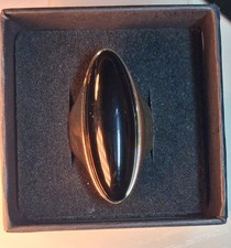 Black Stone Gold Stainless Steel Chunky Ring For Women Size R1/2