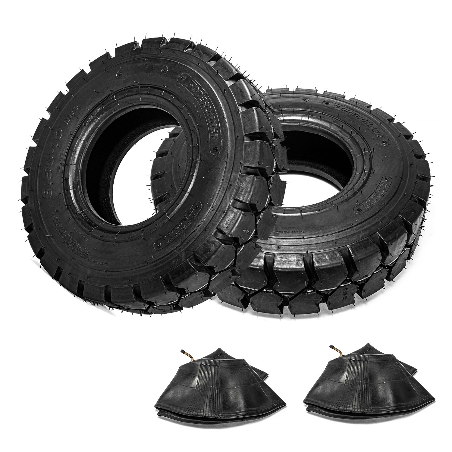 Set 2 6.50-10 Forklift Tires 12 PLY 6.50X10 Tires 650-10 with Tube and Flap