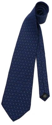 Gianfranco Ruffini 100% Silk Tie Striped Geometric Blue/Silver 59"x3.9" EX COND - Image 1 of 4