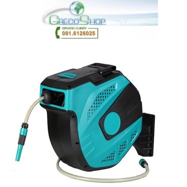 Tubo irrigazione con avvolgitubo automatico 15 + 1,5m con lancia