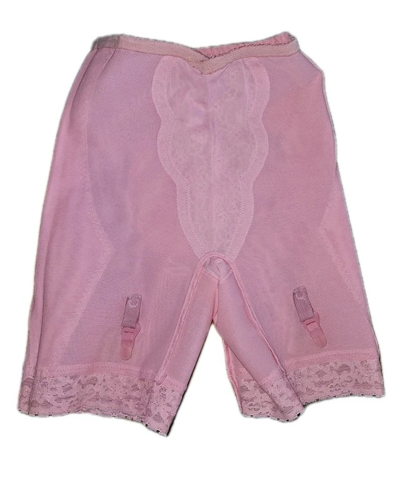 Faja PANTY Vintage ANGELA Rosa Caliente GARTER Incluida Elástica Rosa Con Encaje Med Foto 3 de 4