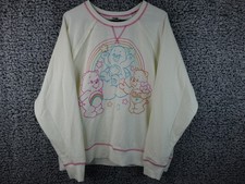 Care Bears Long Sleeve White Sweatshirt Women's Size XL Rainbow Stars